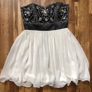 Strapless Black and White Cocktail Dress
